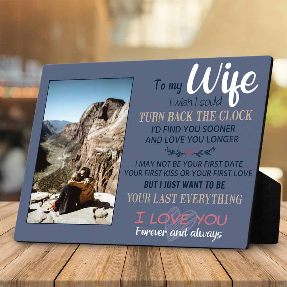 a desktop photo plaque for wife on wedding day