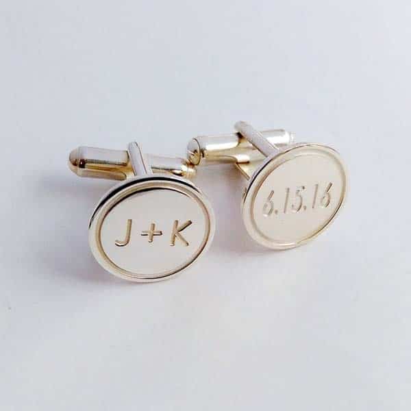 gift for son on wedding day: Date and Initials Cufflinks