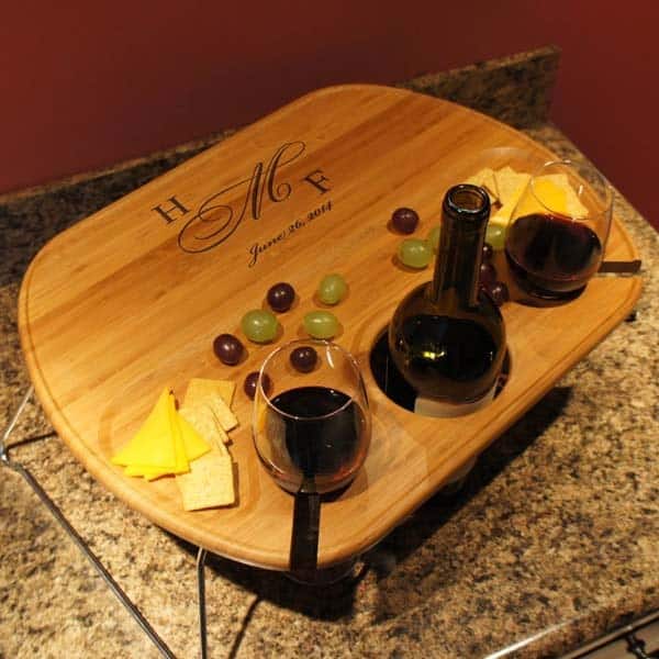 Engraved Wine Table: wedding gift ideas for son and daughter in law