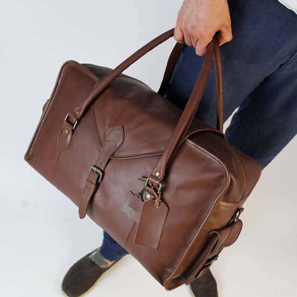keepsake for son on his wedding day: Leather Weekend Bag