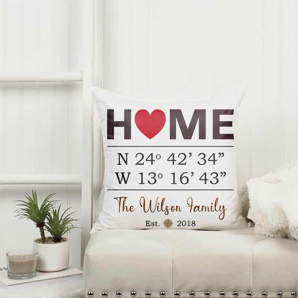 custom pillow with coordinates - wedding gifts for couples living together