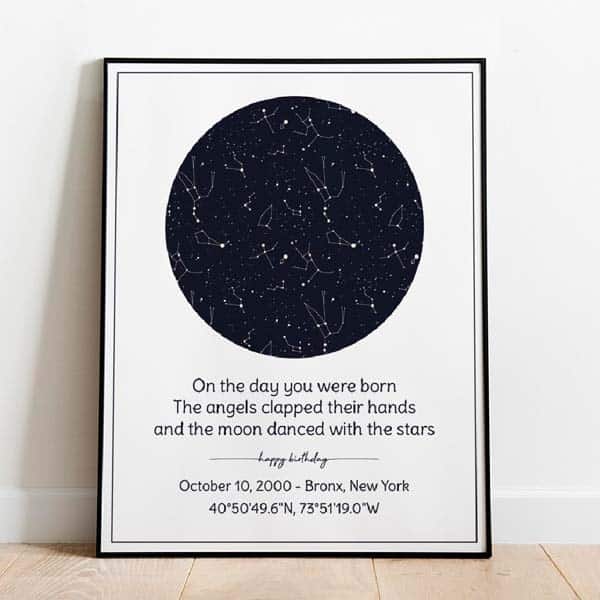 birthday gifts for girlfriend: star map print