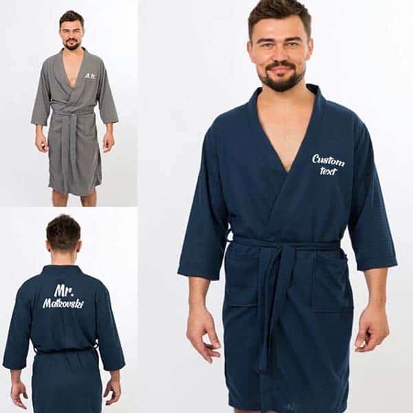 Initials Waffle Robe: wedding gift from mother to son