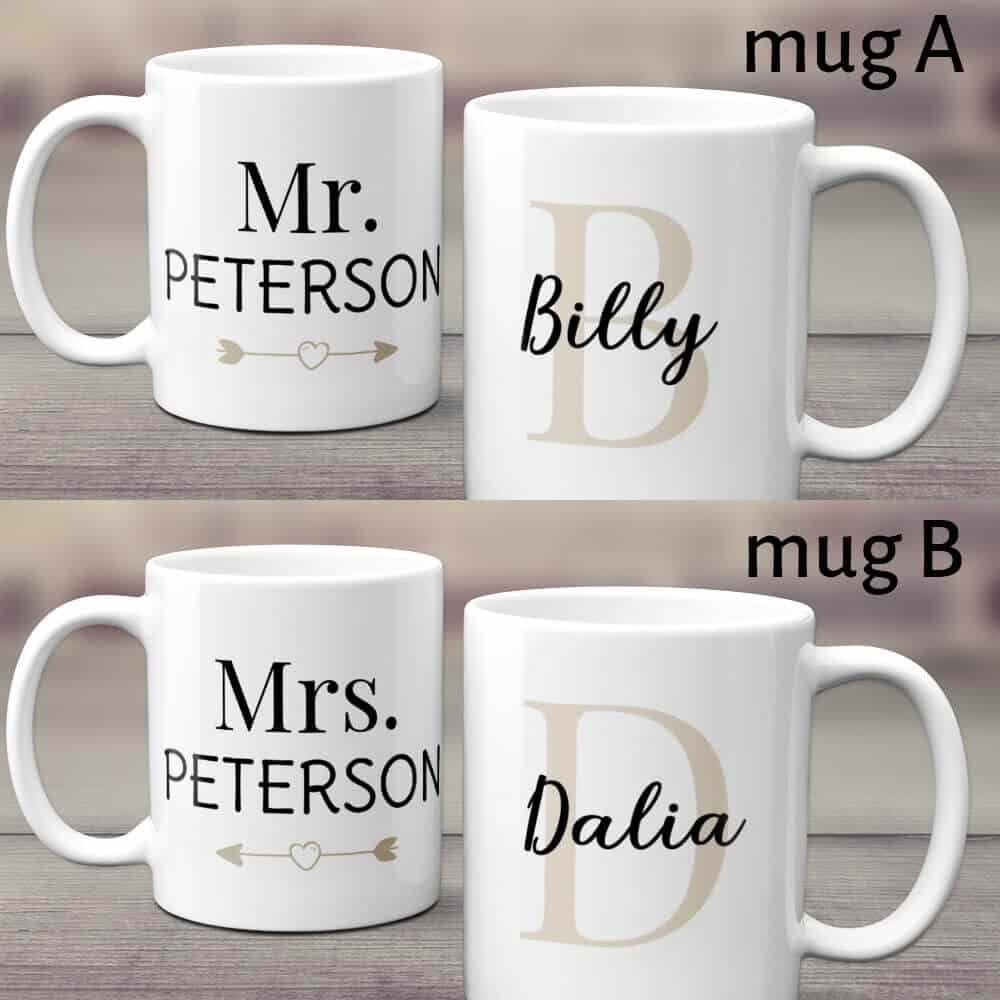 custom names mug set - a wedding gift idea for couples living together