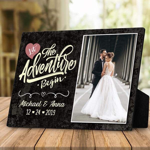 surprise gifts for brother wedding: Let The Adventure Begin Desktop Plaque