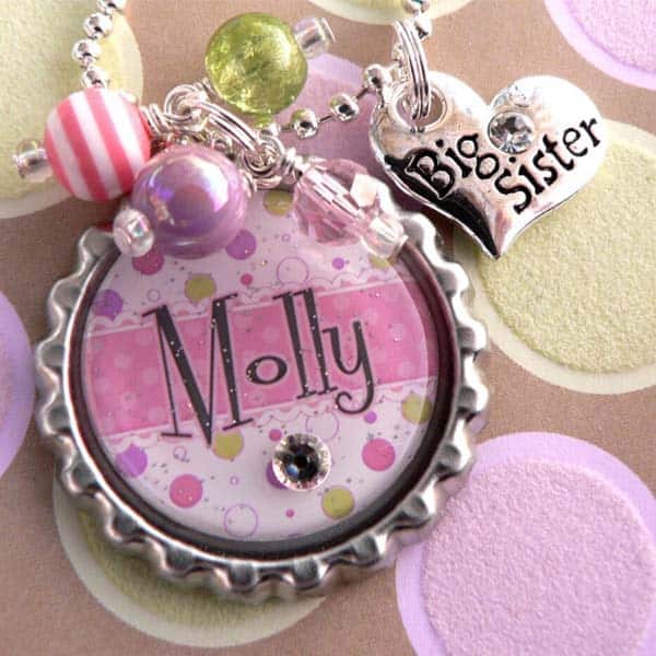 Personalized Name Bottle Cap Necklace: gift ideas for new big sister