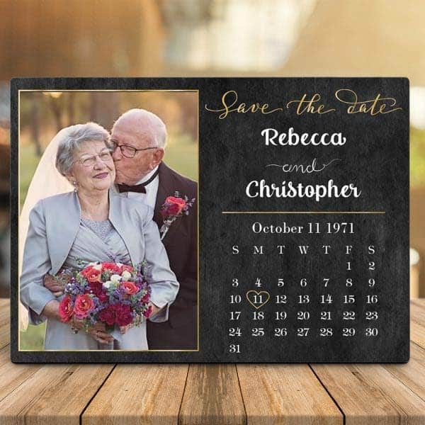 Save the Date Calendar Photo Plaque: wedding gift suggestions for older couples