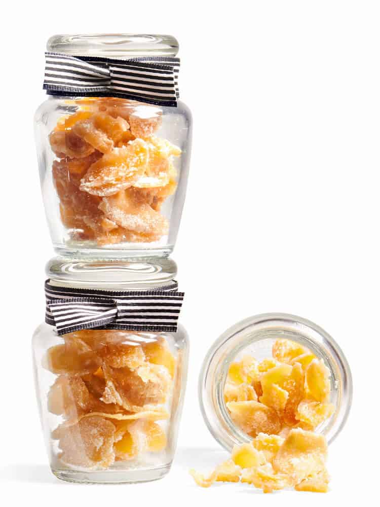 a jar of candied ginger