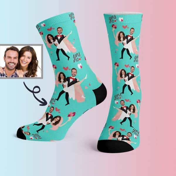 Custom Face Socks For Groom And Bride: gag gifts for wedding couples