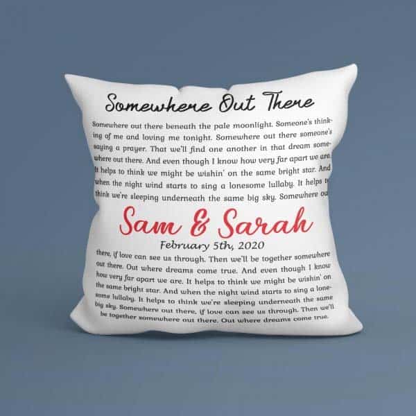 Suede Pillow With Names And Date: wedding gift for older couple who has everything