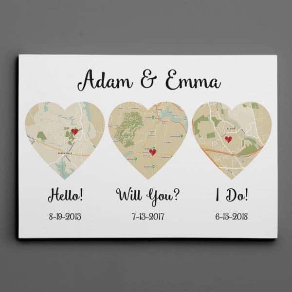 cheap last minute wedding gifts: Hello Will You I Do Map Retro Style