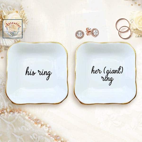 His and Her Ring Dish: funny gifts for newlyweds