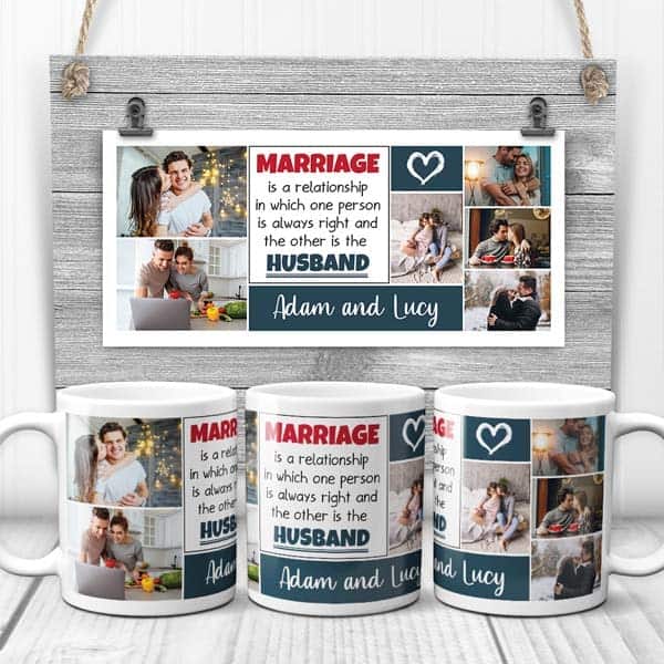 A Relationship In Which One Is Always Right Mug: funny gifts for bride and groom