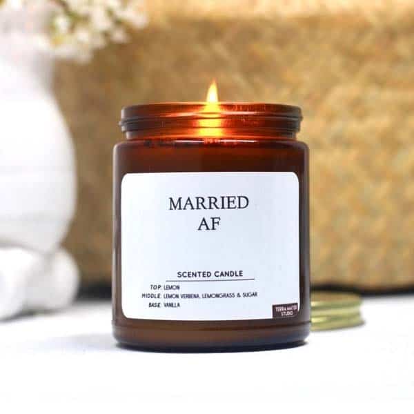 Married AF Funny Candle: fun wedding gifts for couple