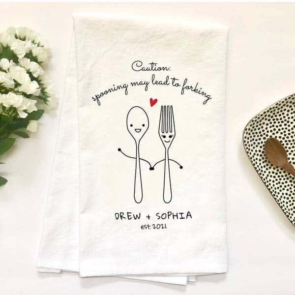 Spooning Forking Dish Towel:joke wedding gifts