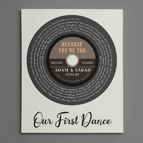 Vinyl Record Spiral Song Lyrics: unique wedding gifts for brother