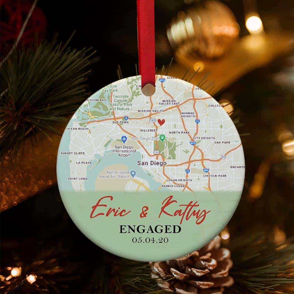 Custom Map Engagement Ornament