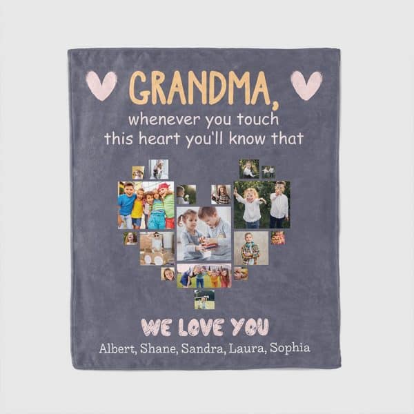 Photo Heart-Shaped Blanket for your grandma this Christmas