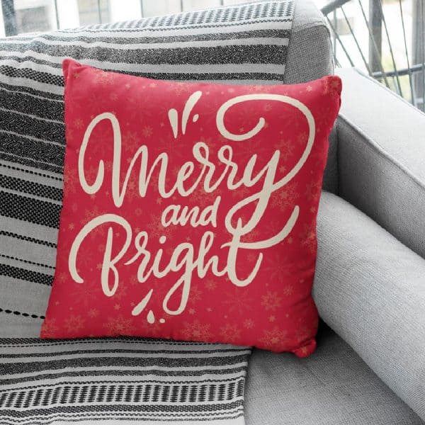 Merry And Bright Christmas Suede Pillow