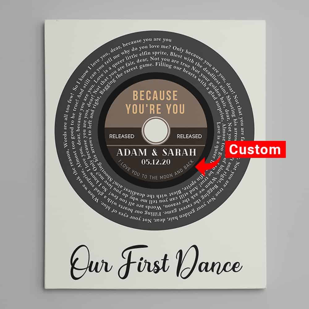 Our First Dance Song Canvas Print 2nd Anniversary Gift For Him Her