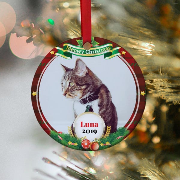 Cat Photo Personalized Christmas Ornament