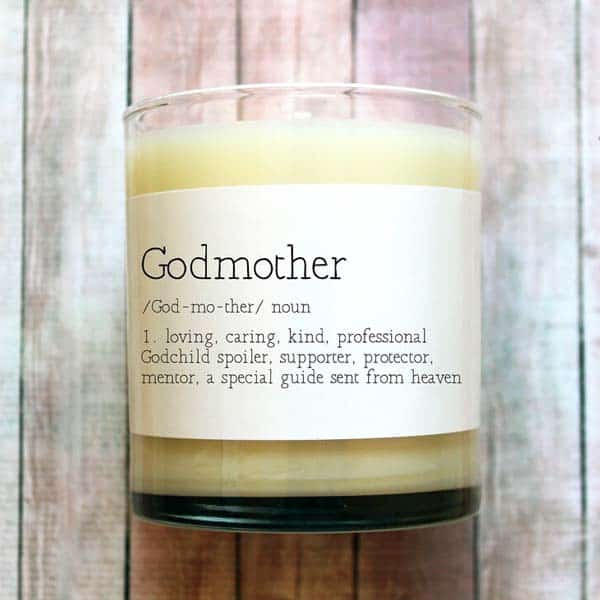 Godmother Definition Candle: gift ideas for godmother