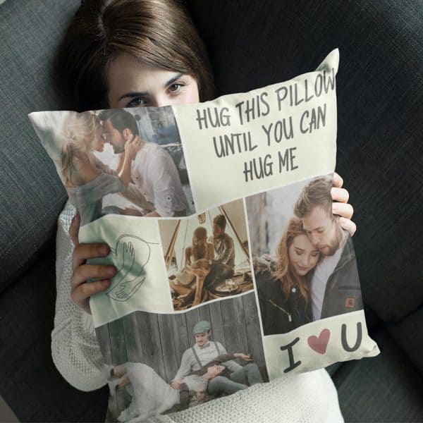 sweetest gifts for boyfriend: Hug This Pillow Until You Can Hug Me Long Distance Pillow