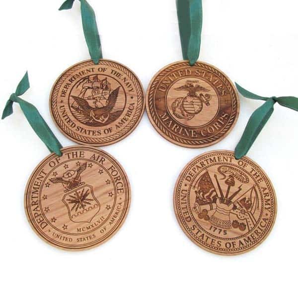 christmas gifts for veterans: Military Wood Christmas Ornament