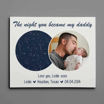 gifts for new fathers: the night you became my daddy custom star map