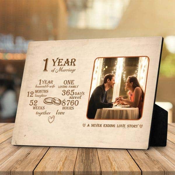 anniversary gifts for sister: 1 Year Of Marriage Desktop Plaque