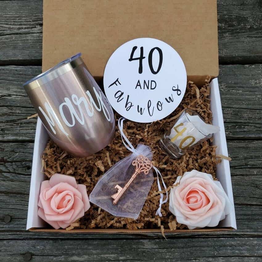 40 and Fabulous wine glass gift set