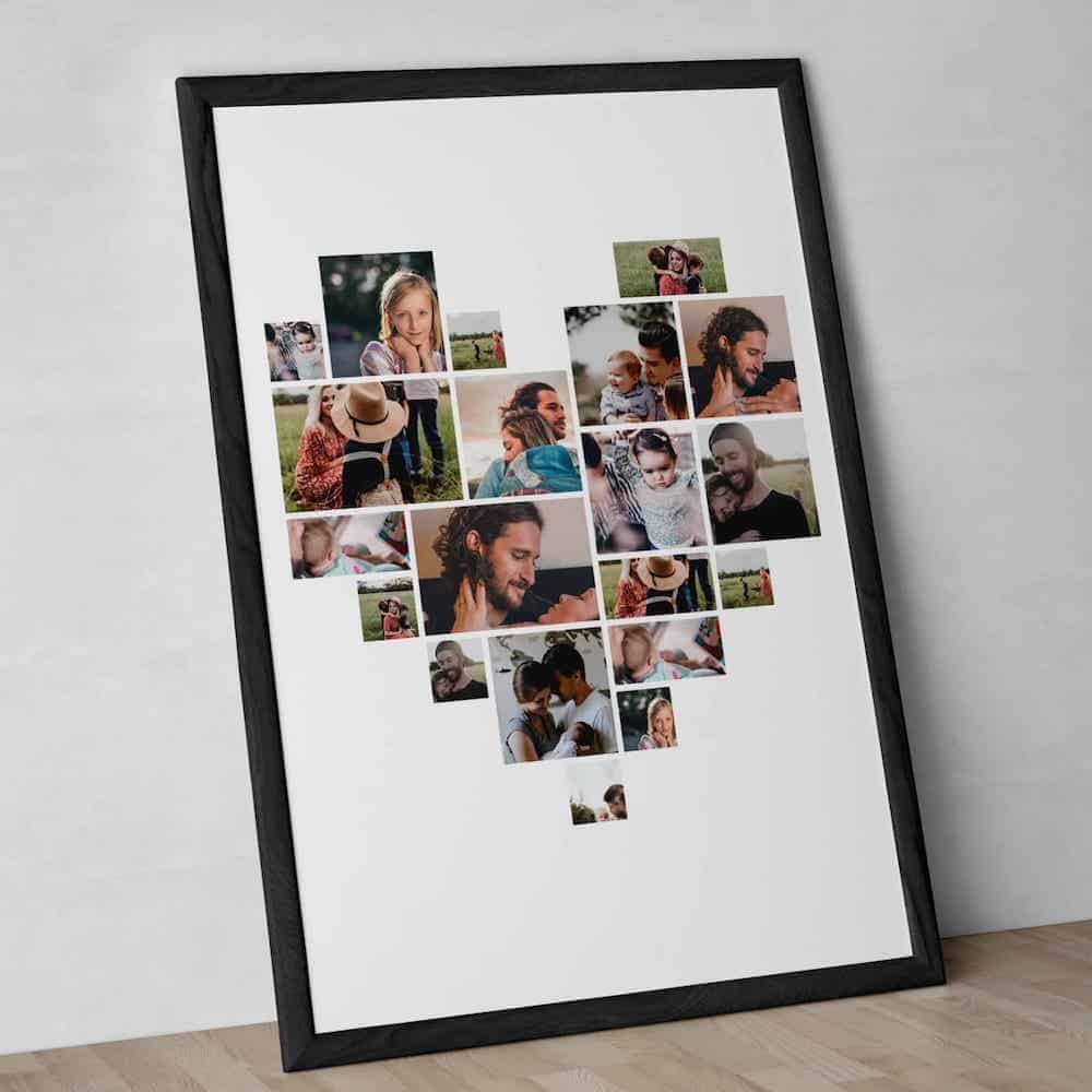 40th birthday gift for her - heart photo collage canvas