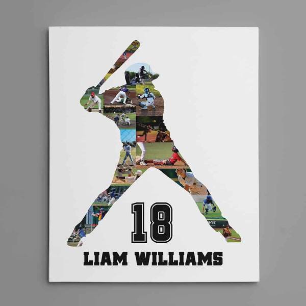 Baseball Photo Collage Canvas Print 0th Birthday Gift Ideas For Men