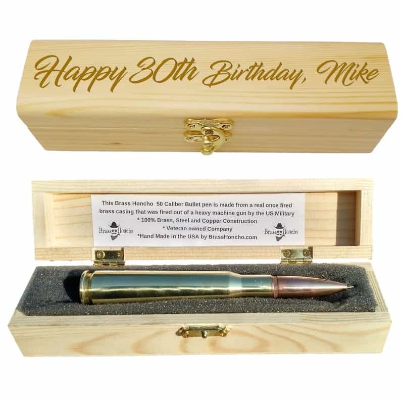 Bullet Pen & Personalized Gift Box - unique 30th birthday gifts