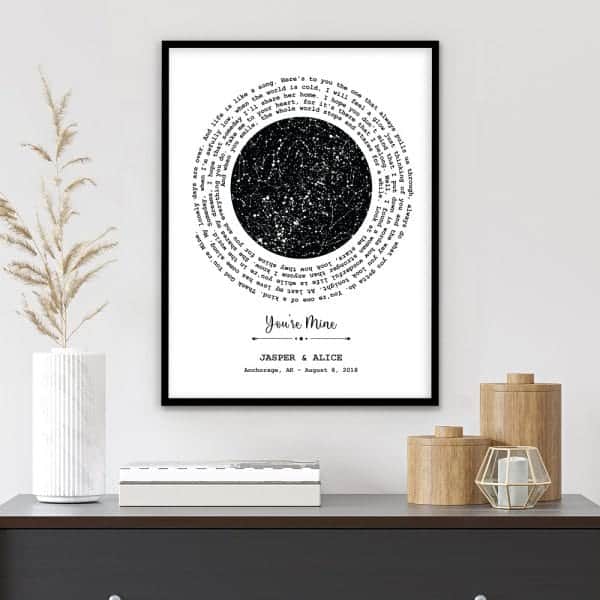 gifts for sister's wedding anniversary: Star Map And Spiral Song Lyrics anniversary