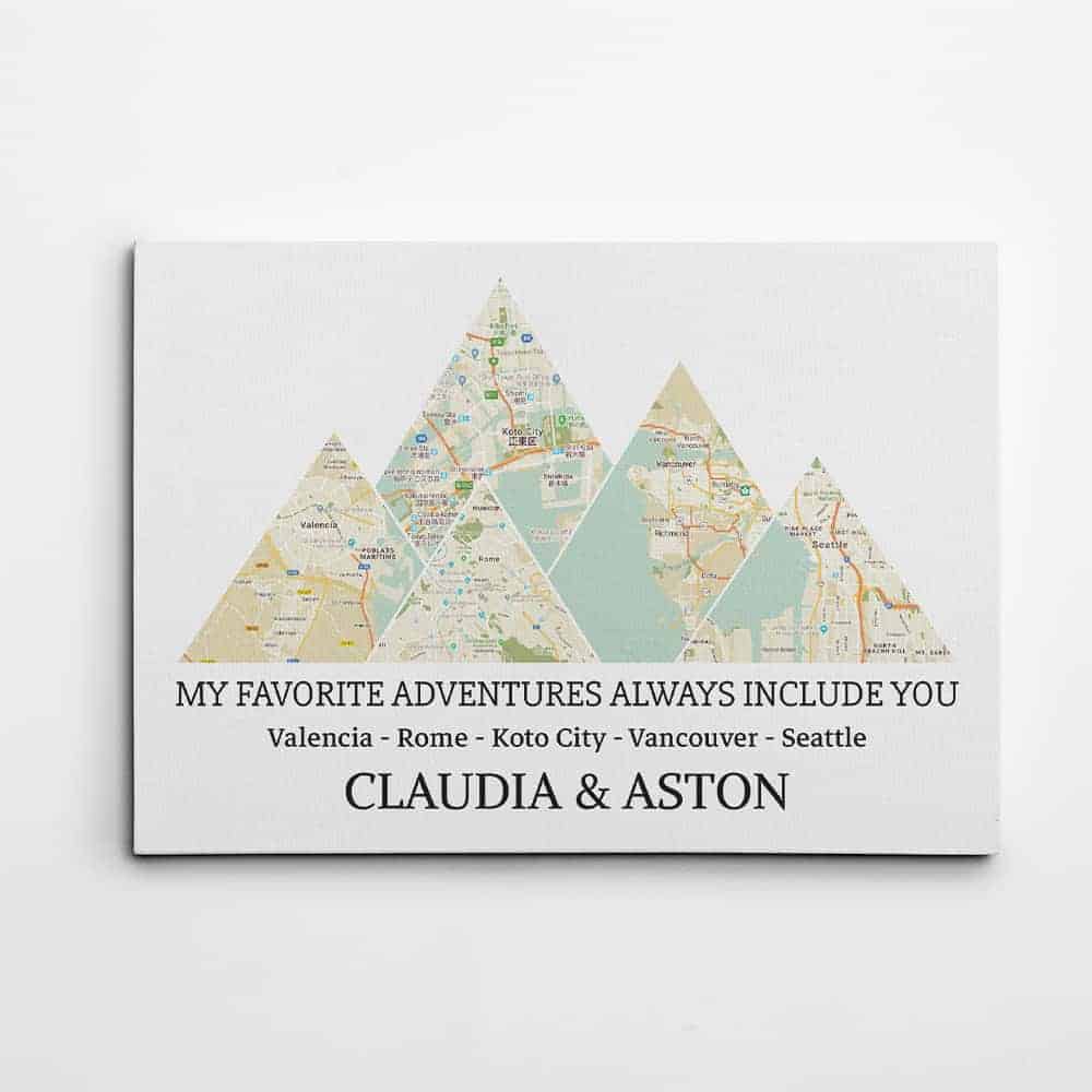 thoughtful anniversary gifts for her:  Adventure Map on Canvas