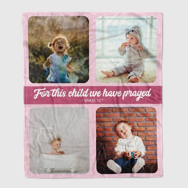 For This Child We Have Prayed Custom Photo Blanket