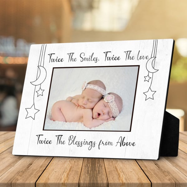 Twice The Blessings From Above Photo Desktop Plaque gifts for twin babies