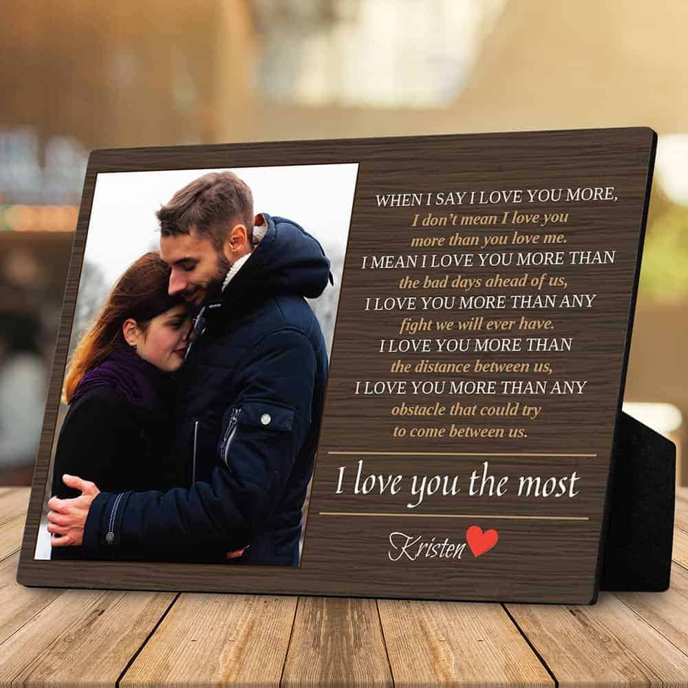 boyfriend anniversary gifts: when i say i love you more plaque