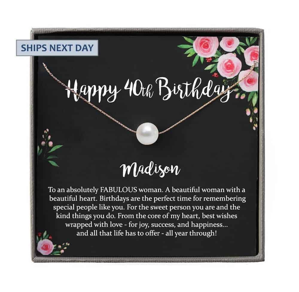 40th birthday pearl necklace gift