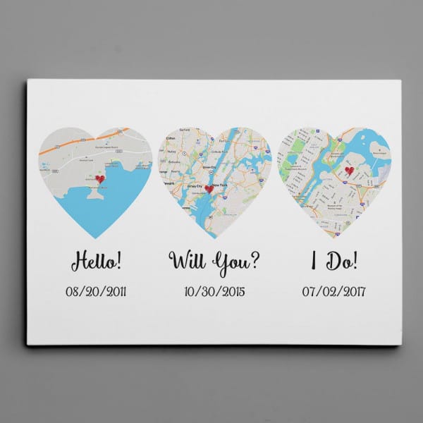 gifts for gay couples: Hello – Will You – I Do Map Canvas Print