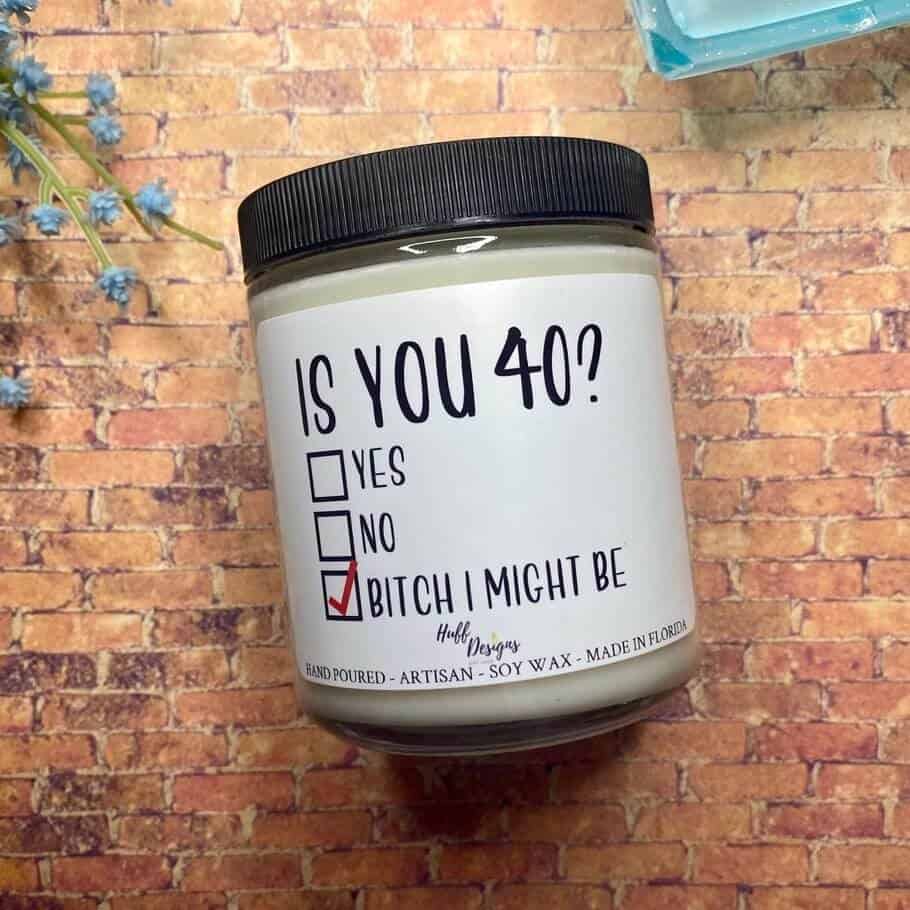 funny 40th birthday candle