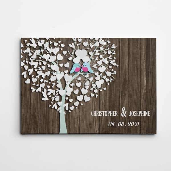 anniversary gift for couple: Family Tree and Birds Canvas