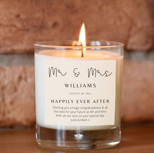 2nd marriage wedding gift - Mr & Mrs Personalized Candle