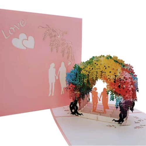 lesbian gift ideas: Rainbow Flower Tunnel Pop Up Card