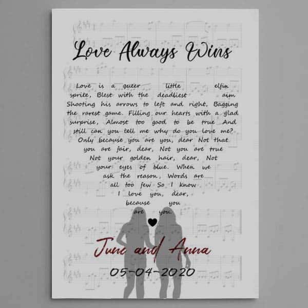wedding gifts for two brides:Two Brides Silhouette Song Lyrics
