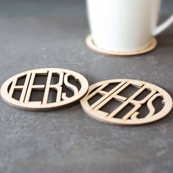 wedding gifts for same sex couples: Wooden Couples Coasters