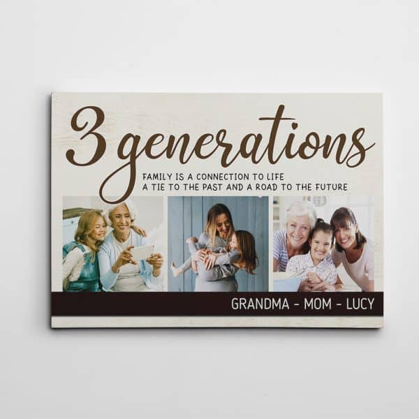 3 Generations Custom Photo Canvas Print - gifts for 60 year old woman