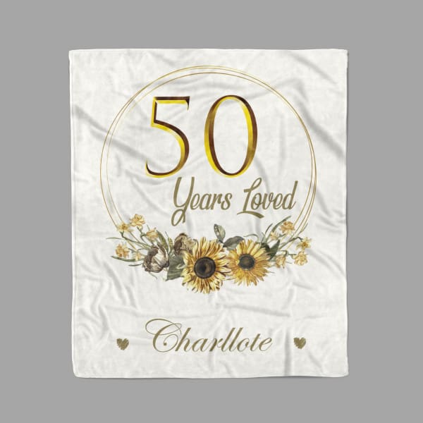 unique birthday gift ideas for women: 50 Years Loved Personalized Birthday Blanket