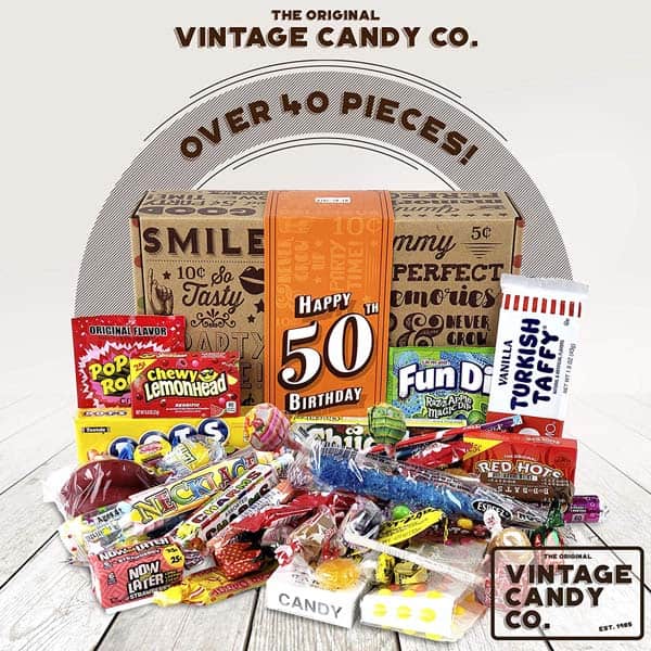 50th birthday ideas for her: Retro Candy Box